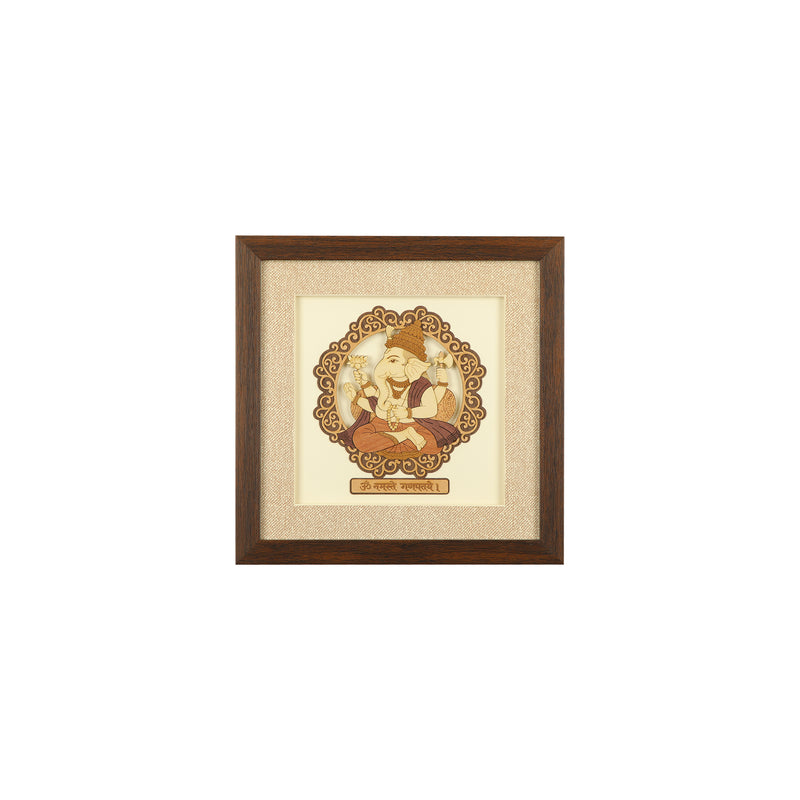 Namaste Ganesh Wooden Carving Frame