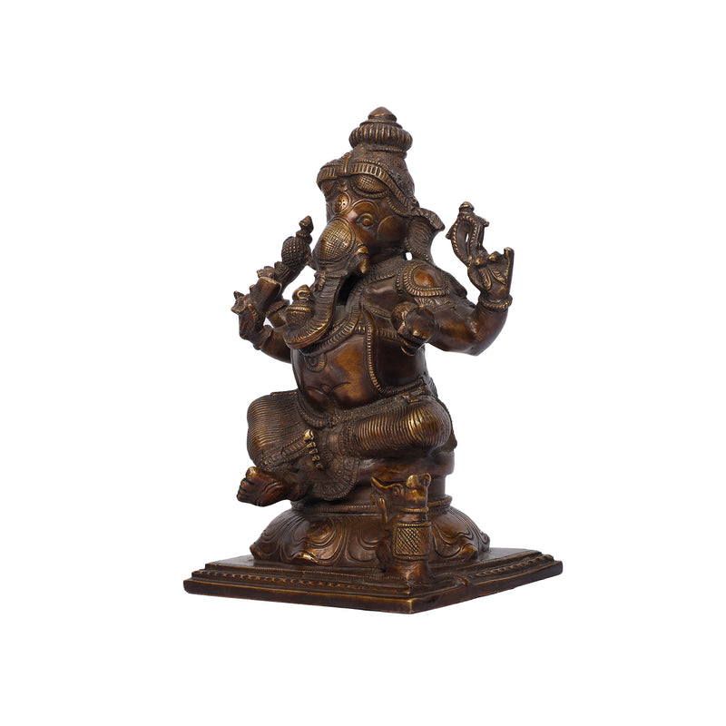 Brass Ganesha Sitting on Base