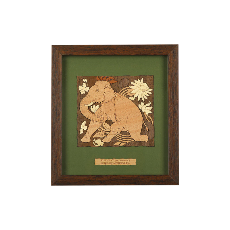 Ajanta Elephant Wooden Carving Frame
