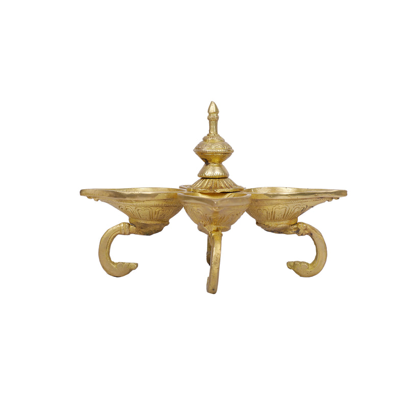 Brass Four diyas on stand