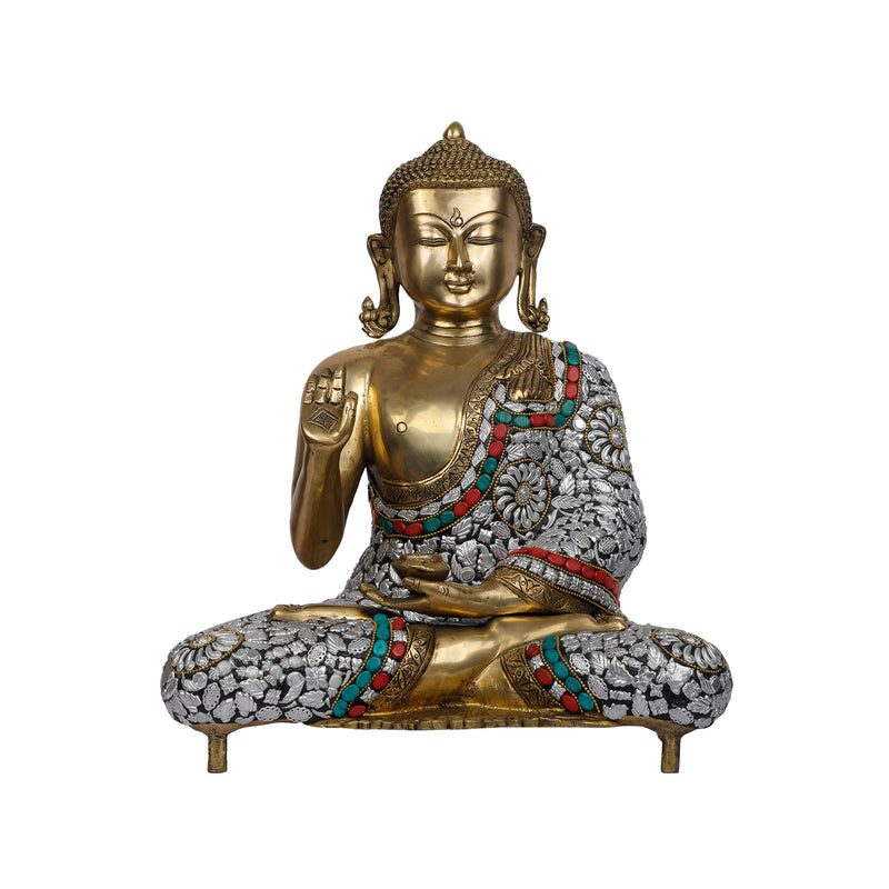 Brass Buddha leg base stone work