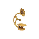 Exquisite Brass Diya Lamp Showcasing Stylish Floral Motif Stand with Oil Cup