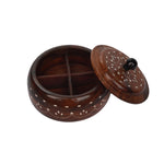 Wood Dry Fruit (Masala) Box White Work