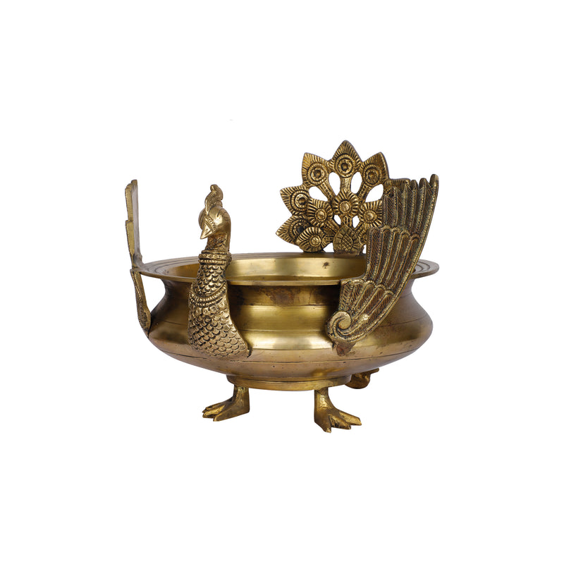 Brass Peacock Urli
