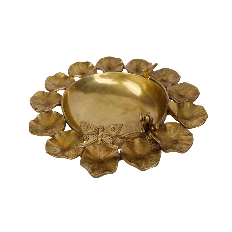 Brass Urli With Flower Des