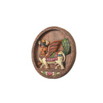 Wooden wall hanging Kamdhenu round plate
