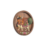 Wooden wall hanging Kamdhenu round plate