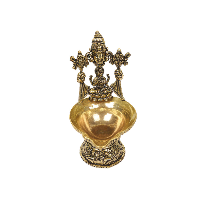 Brass Tirupati Balaji with Lakshmi Diya Oil Lamp