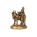 Brass Krishna with Cow Sculpture for Home Decor