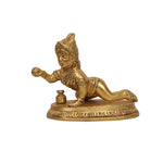 Crawling Bal Krishna Brass Idol with Butter Pot