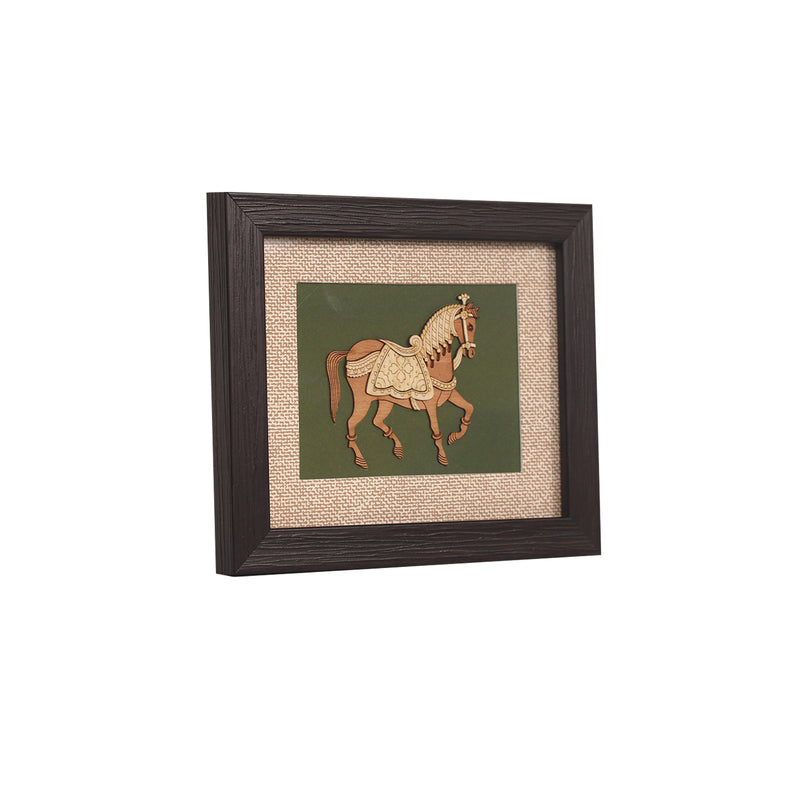 Handcrafted Wooden Horse Art Frame for Wall Décor