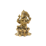 BRASS GANESHA SITTING ON LOTUS BASE