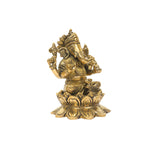 BRASS GANESHA SITTING ON LOTUS BASE
