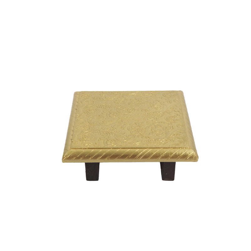 Wood Brass Work Chowki