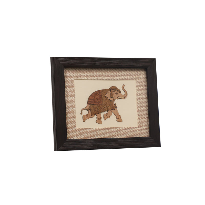 Ethnic Elephant Wall Decor in Wooden Frame