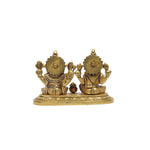 Brass Ganesha Lakshmi Sitting On Single Base