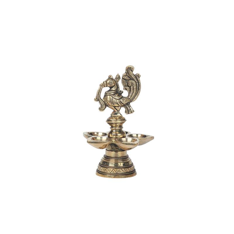 Brass Bird 5 diya stand