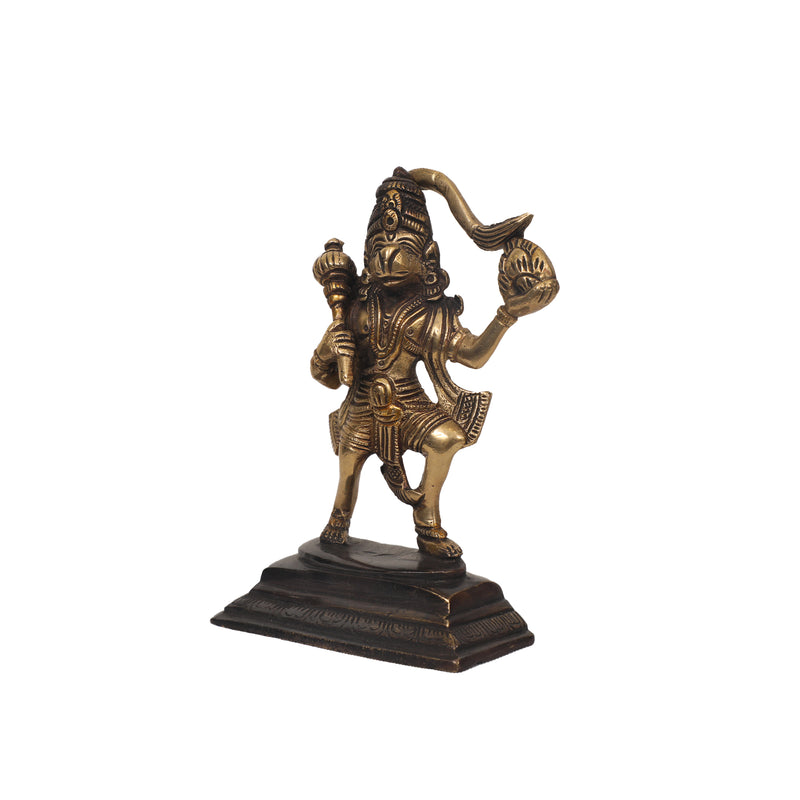 Brass Idol of Hanuman With Sanjeevani Parvat