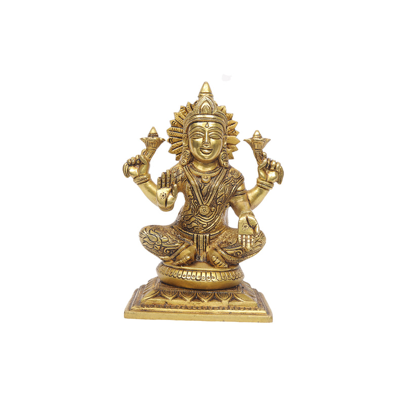 Brass Lakshmi Sitting On Base