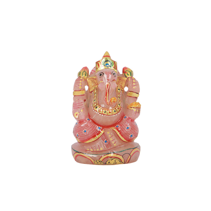 Mp Rose Quartz Ganesh Sitting