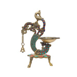 Brass peacock Deepak with Stand