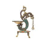 Brass peacock Deepak with Stand