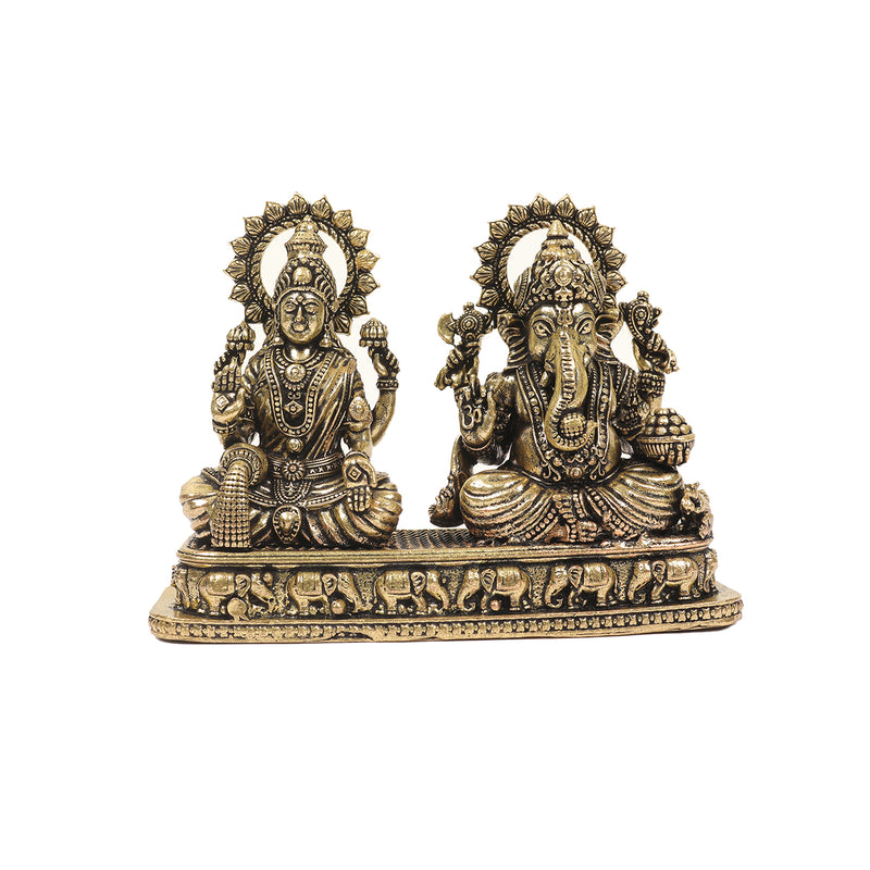 Handcrafted Brass Lakshmi Ganesha Idol Set for Pooja, Décor, and Gifting