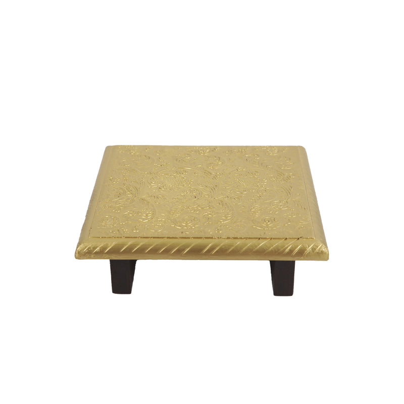 Wood Brass Work Chowki