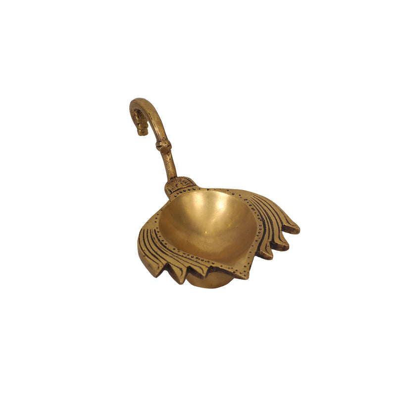 Brass Hand Shaped Oil Lamp for Puja