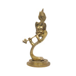 Abstract Modern Brass Krishna Statue Playing Flute For Artistic Home