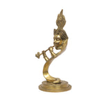 Abstract Modern Brass Krishna Statue Playing Flute For Artistic Home
