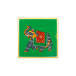 WOODEN PRINTED CHOWKI GREEN