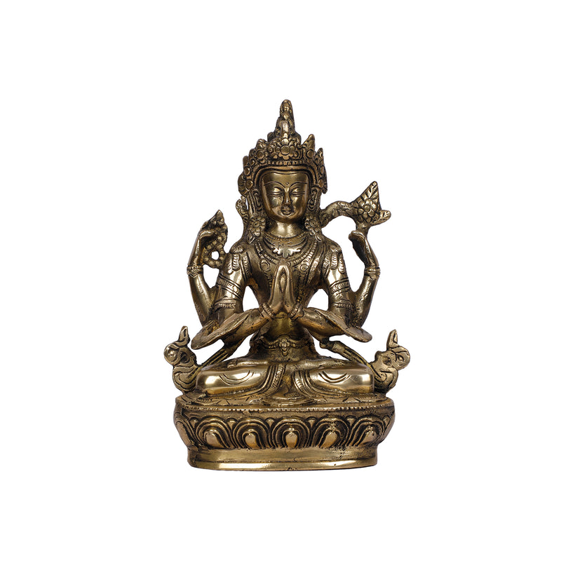 Brass  Tara devi sitting on base