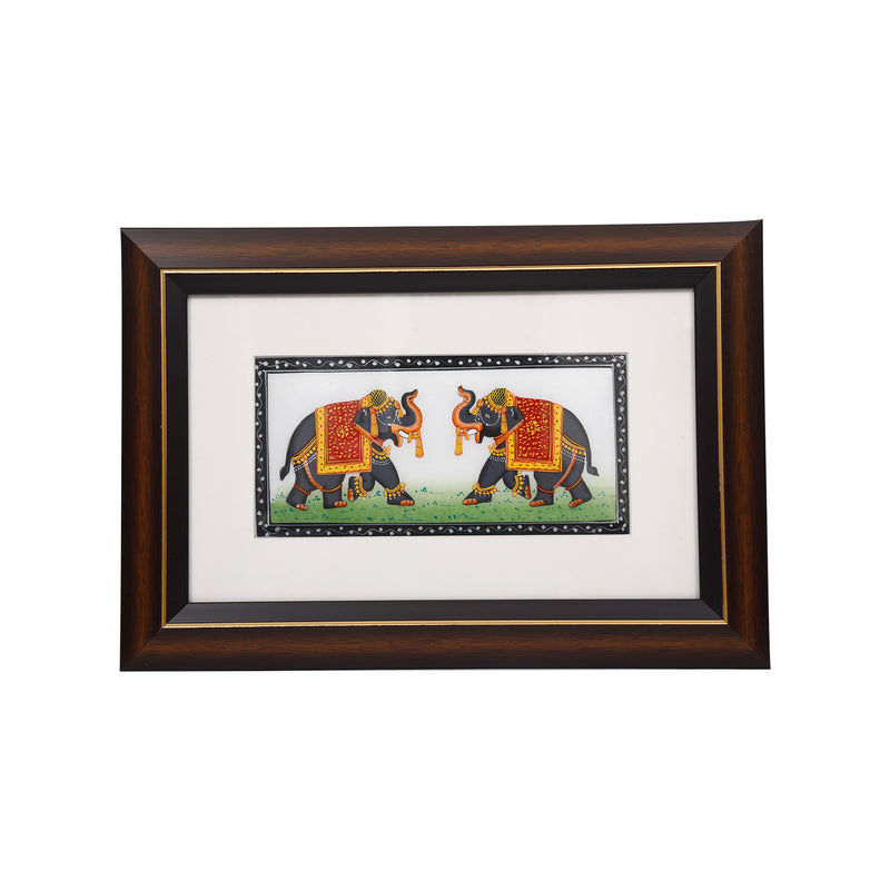 SLIK PAINTING PROCESSION TWO ELEPHANT