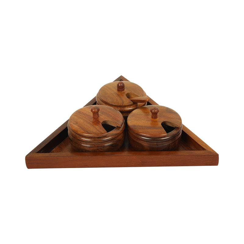 WOODEN SUGAR POT 3 IN 1