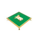 WOODEN PRINTED COW CHOWKI