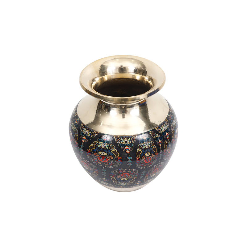 Brass Floral Ghada Pot for Pooja and Home Decor
