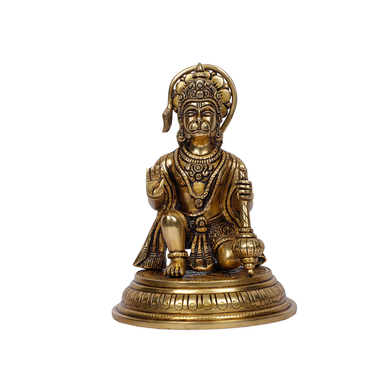 Brass Hanuman sitting on base