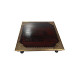 Wood 18x18 Chowki Half Brass