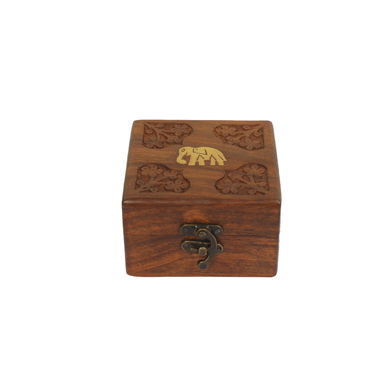 WOOD CARVED WITH ELE INLAID