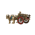 Vintage Bullock Cart Brass Showpiece Adorned with Stone Detailing
