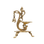 Brass Peacock Diya with Bell
