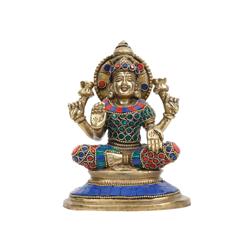 Brass Lakshmi with Stone Detailing