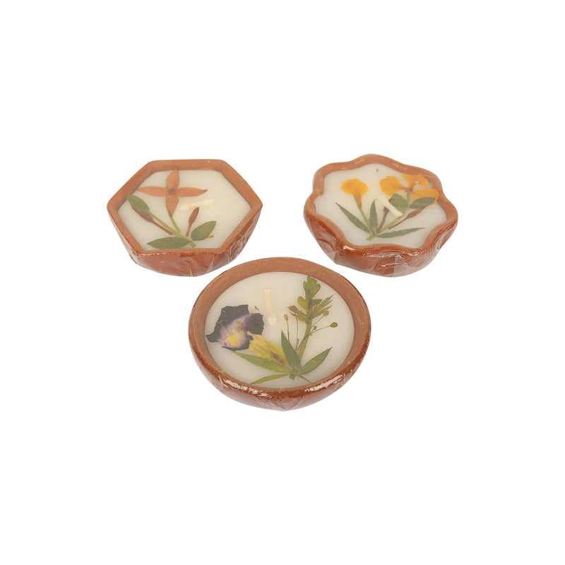 Handmade Floral Hexagon Diya Set for Festive Décor