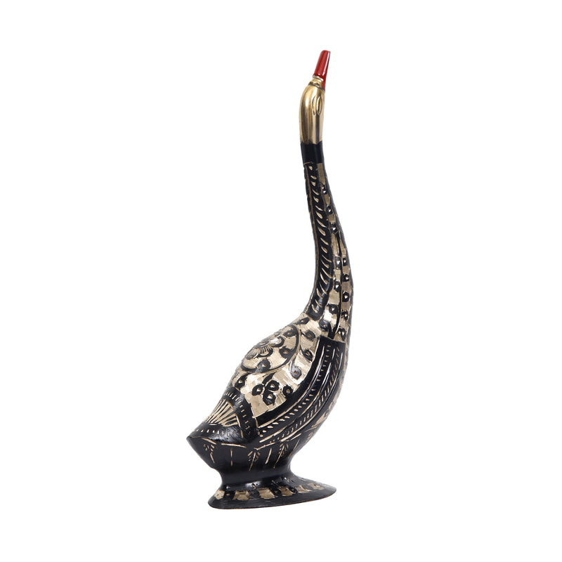 Vintage Brass Swan Statue For Elegant Home Decor And Auspicious Gifting Purposes