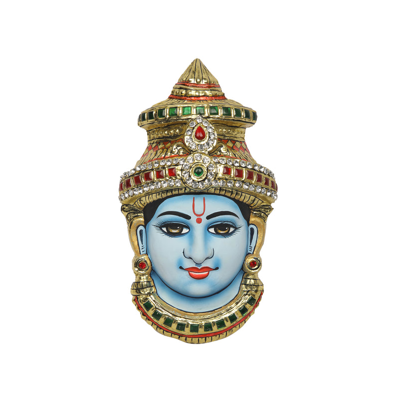 Tanjore Lord Vishnu Face Mask for Pooja & Festival Decor
