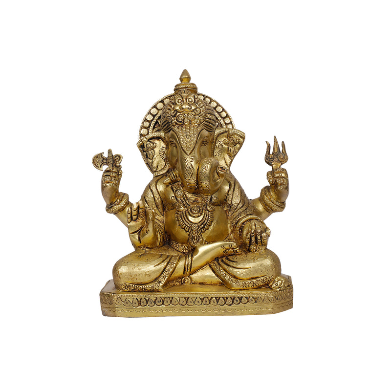 Brass Ganesh sitting on base