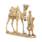 Handcrafted Brass Statue of Camel with Man
