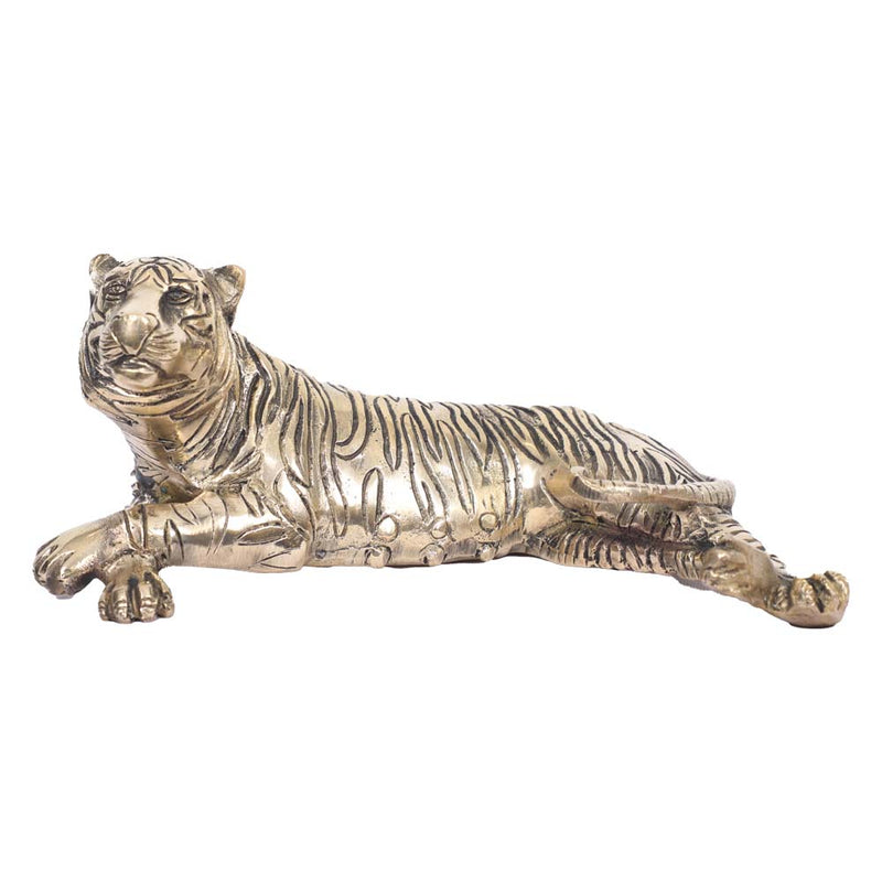 Relaxing Brass Tiger Statue for Home Decor