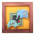 Elephant Family Wooden Frame Art for Kids Room